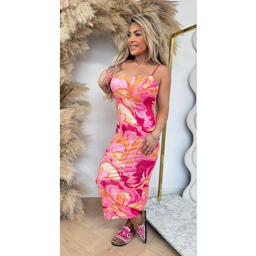SWIRL SPAGHETTI DRESS FUCHSIA SWIRL SPAGHETTI DRESS FUCHSIA