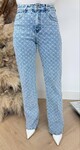 WIDE LEG PRINTED JEANS 655-1 DENIMBLUE