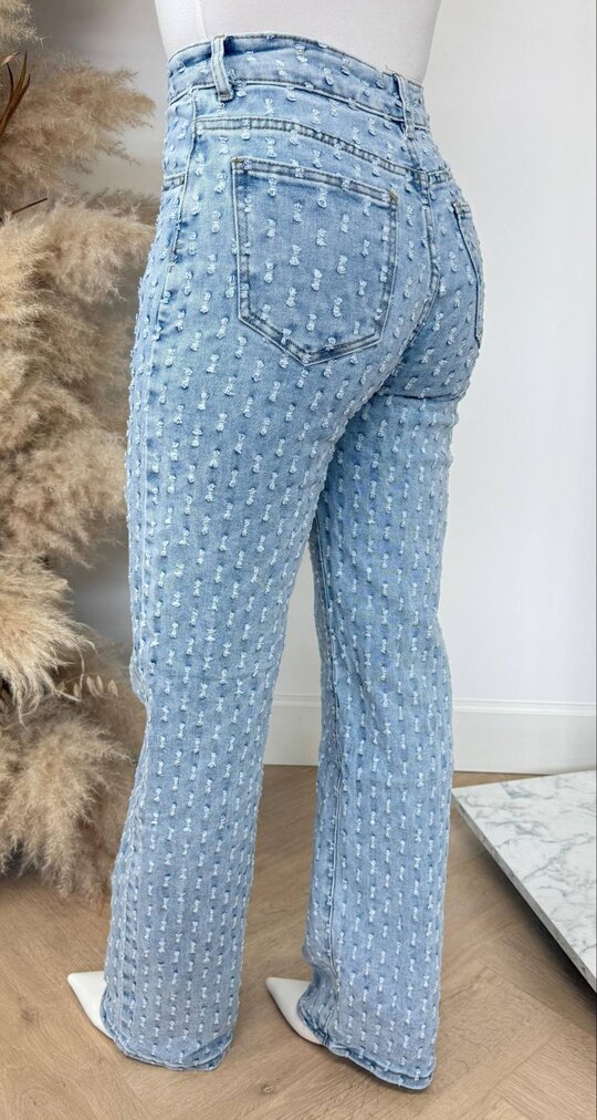 WIDE LEG PRINTED JEANS 655-1 DENIMBLUE