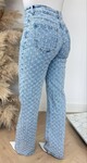WIDE LEG PRINTED JEANS 655-1 DENIMBLUE