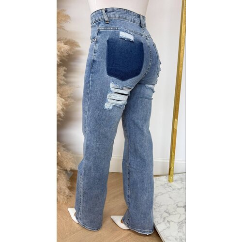 WIDE LEG DAMAGDE JEANS G89Y DENIMBLUE WIDE LEG DAMAGDE JEANS G89Y DENIMBLUE