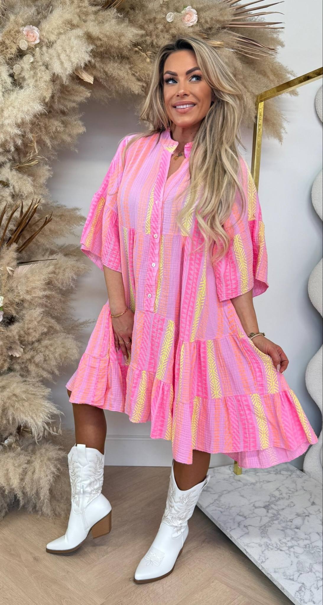 LACOMY DRESS PINK/COLOR