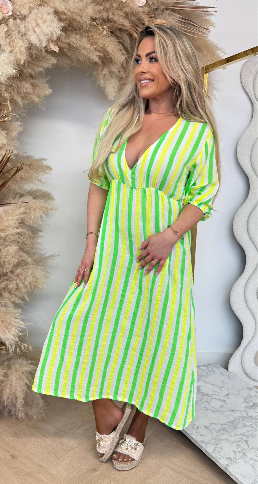 STRIPE NEONDRESS 26804 LIME