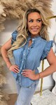 CIMINY RUFFLE BLOUSE C10458 JEANSBLUE