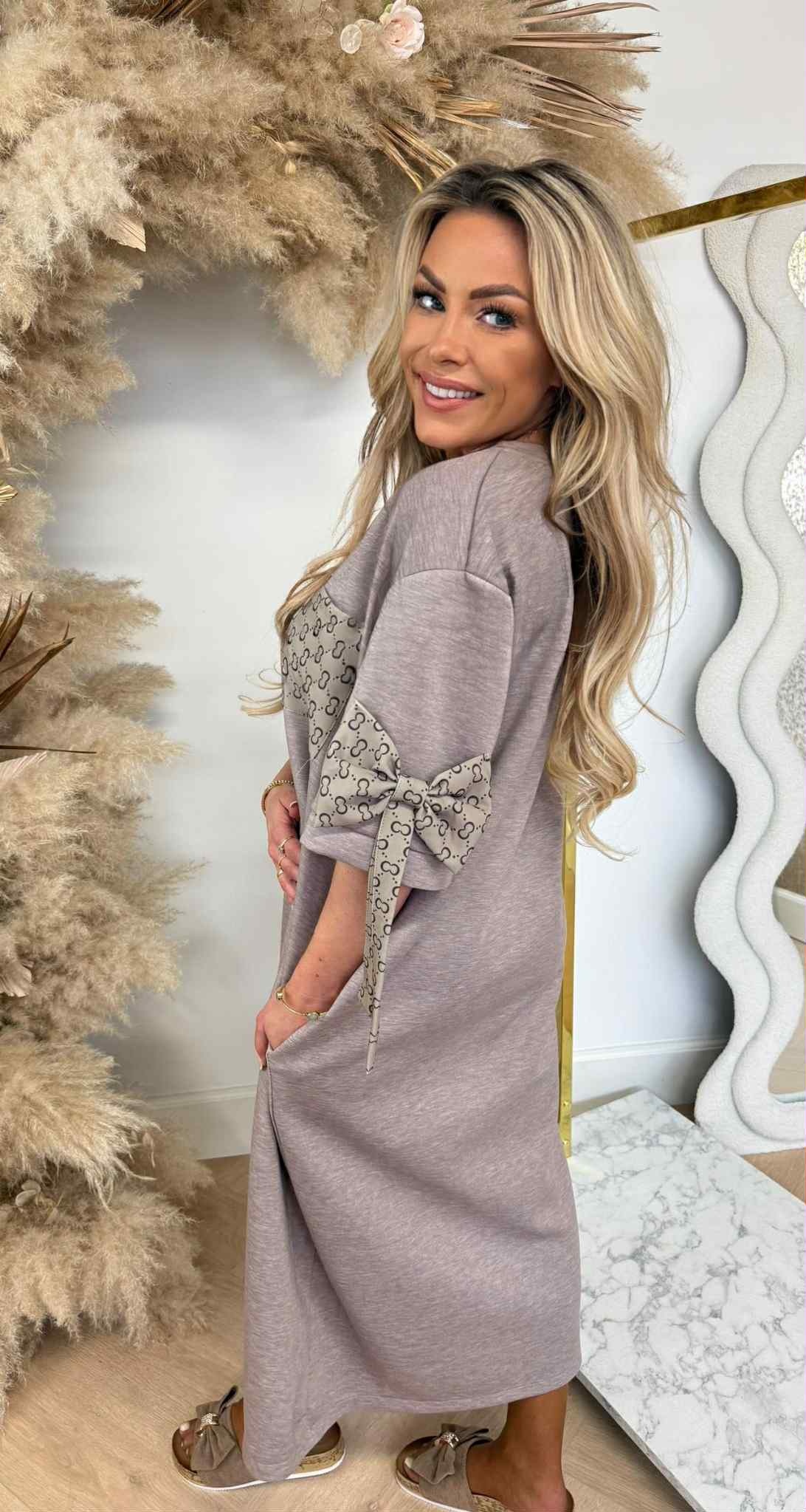 BOWIE LOGO DRESS TAUPE