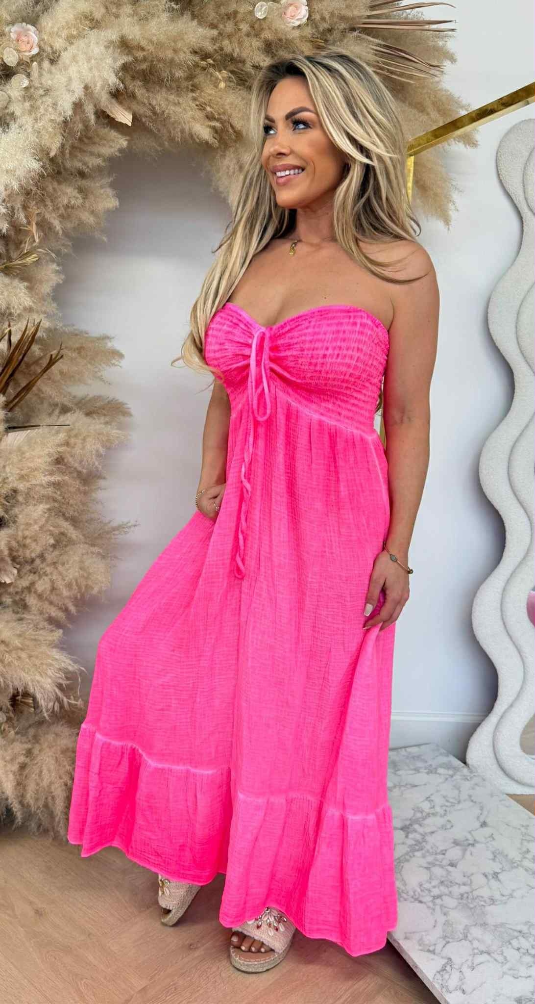 HAWAII SUMMER DRESS NEONPINK