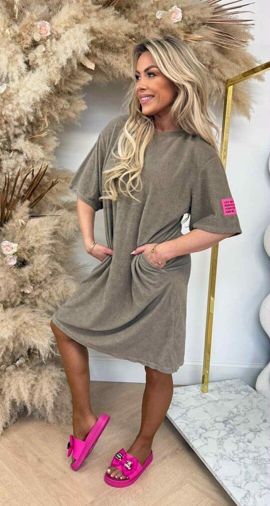 PERFECT BADSTOF SHIRT LONG TAUPE/PINK