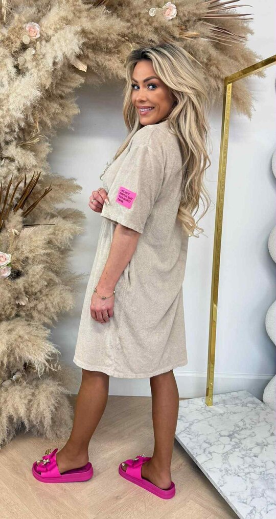 PERFECT BADSTOF SHIRT LONG BEIGE/PINK