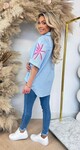 PENSTRIPE PALM BLOUSE 2990 BLUE