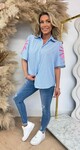 PENSTRIPE PALM BLOUSE 2990 BLUE