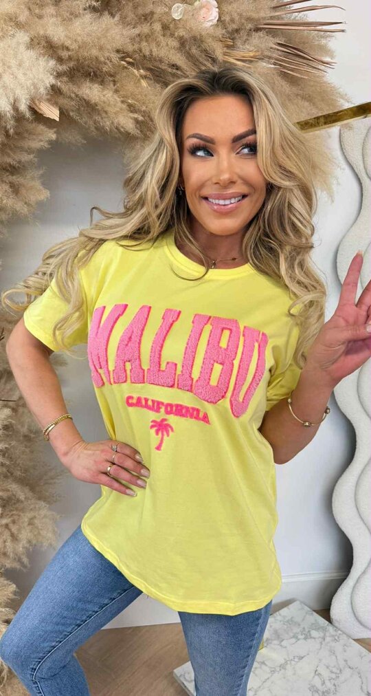 MALIBU TEDDY TEKST TEE 8011063 YELLOW
