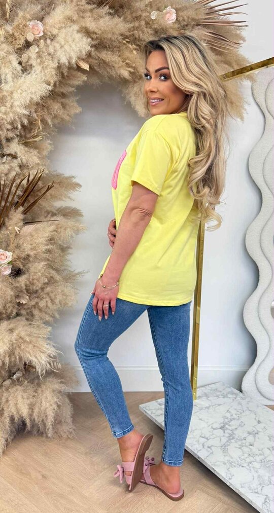 MALIBU TEDDY TEKST TEE 8011063 YELLOW