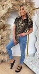 BY SWAN TRAVEL BUTTON BASIC BLOUSE 8256 LEOPARD