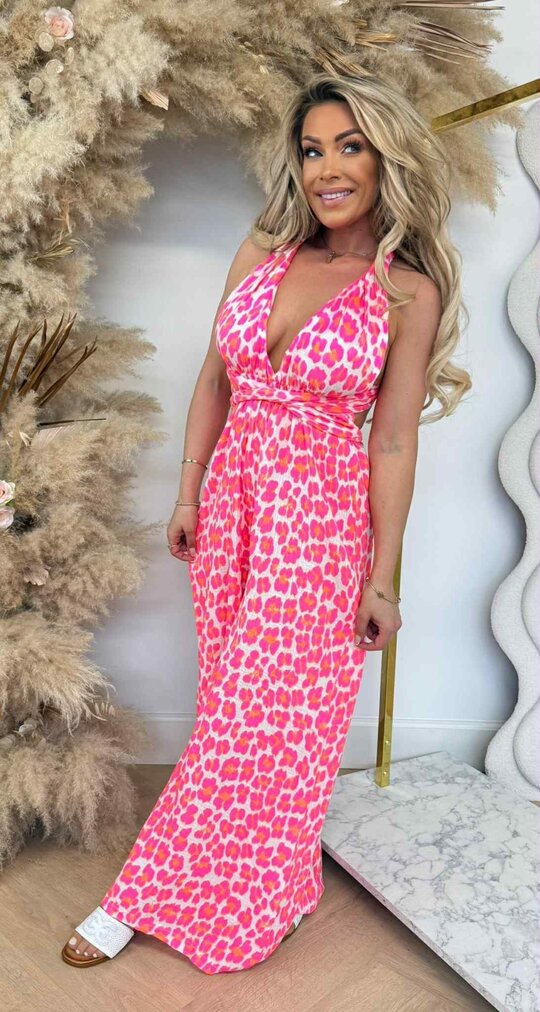KNOOP COTTON JUMPER LEOPARD/PINK