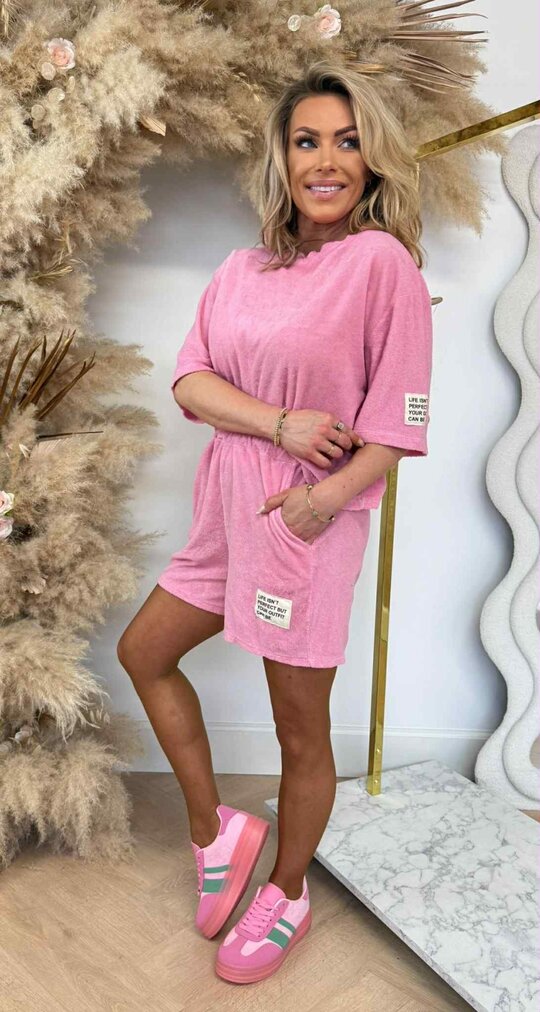 BESTSELLER BADSTOF SET PINK/WHITE