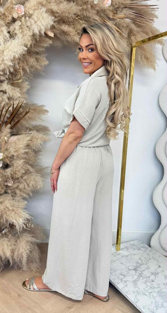 SUMMER VIBE SET BLOUSE+PANTS BEIGE