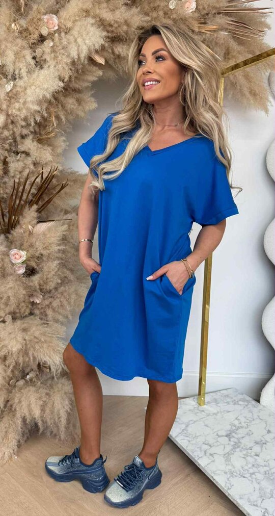 V NECK DRESS KINGSBLUE