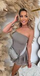 STRAPLESS COTTONE PLAYSUIT TAUPE