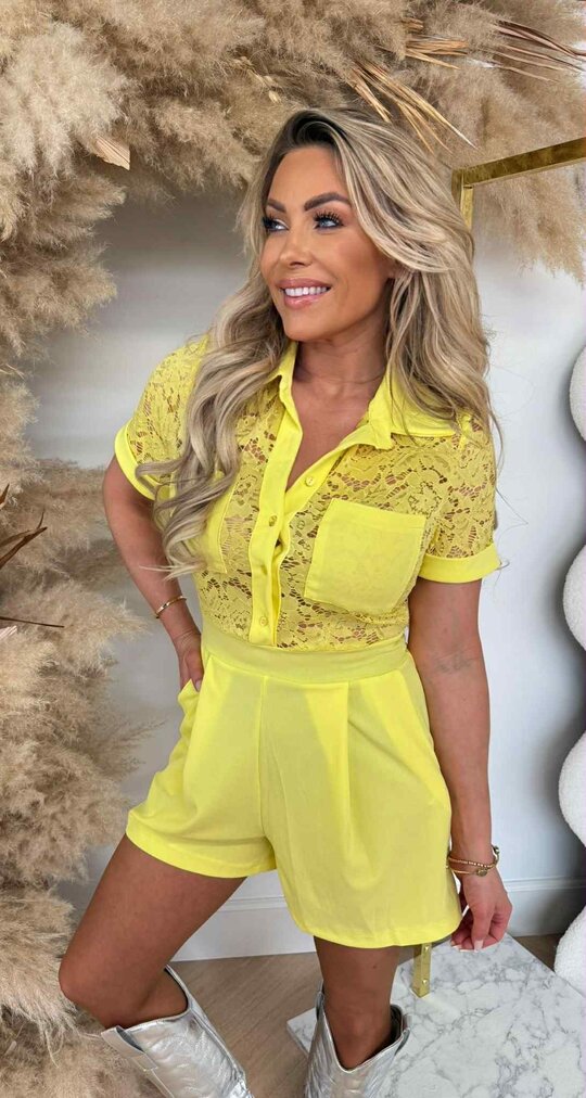 LACE FESTIVAL PLAYSUIT YELLOW