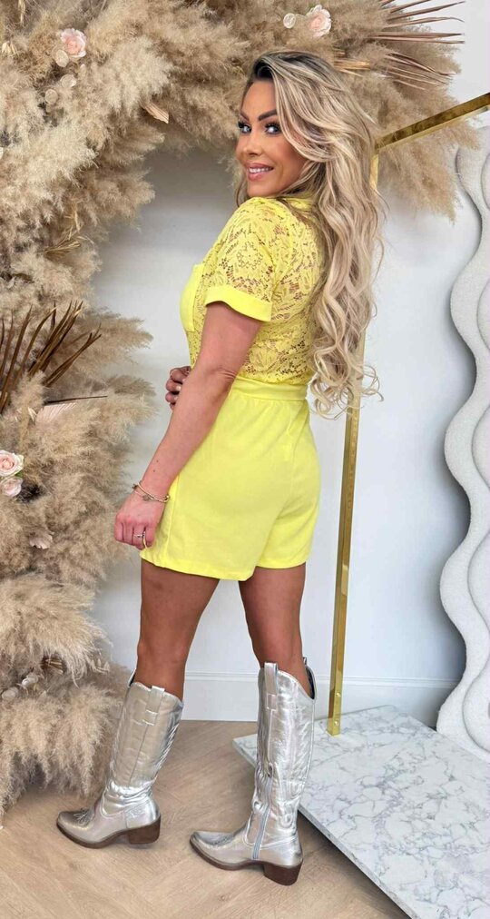 LACE FESTIVAL PLAYSUIT YELLOW