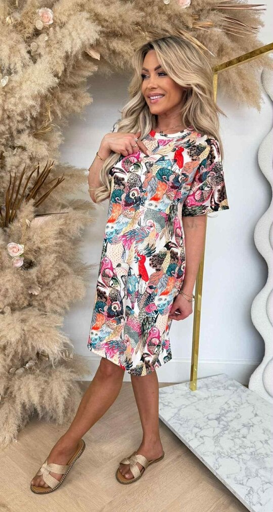 HAPPY ANIMAL DRESS BEIGE