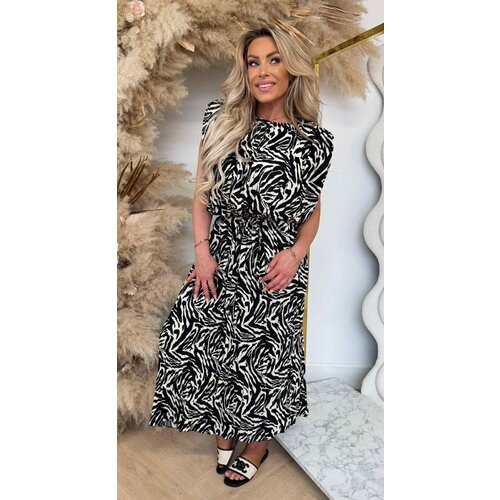 PLISSE ZEBRA DRESS BLACK/OFFWHITE PLISSE ZEBRA DRESS BLACK/OFFWHITE