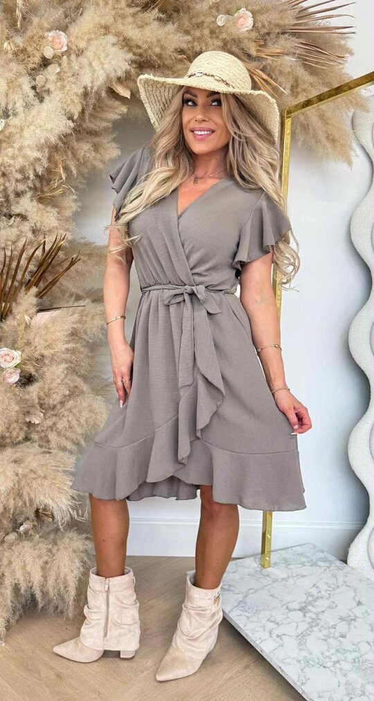 SUMMER RUFFLY DRESS TAUPE