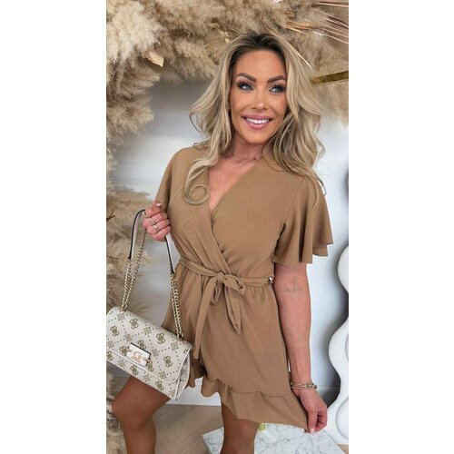 SUMMIE RUFFLE PLAYSUIT TAUPE SUMMIE RUFFLE PLAYSUIT TAUPE