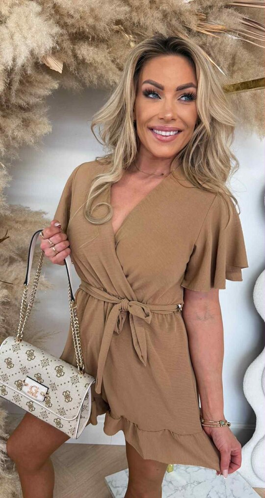 SUMMIE RUFFLE PLAYSUIT TAUPE