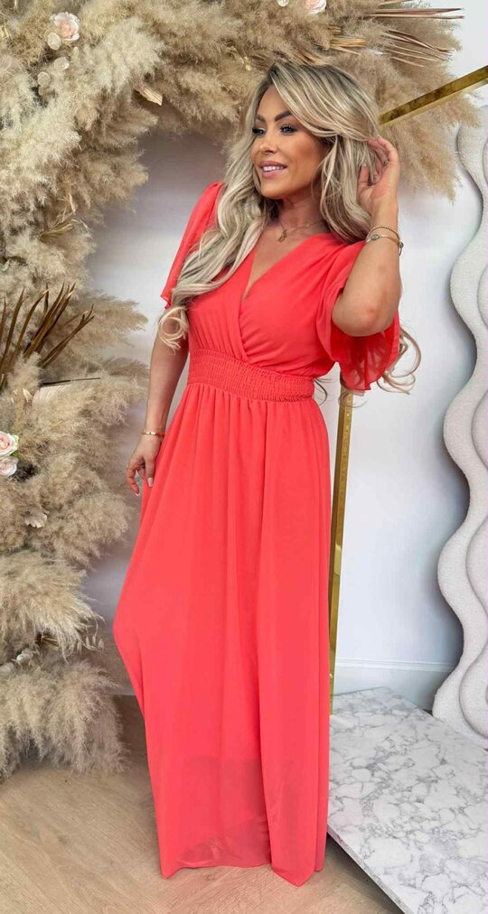 FLUO NEON MAXI DRESS CORAL