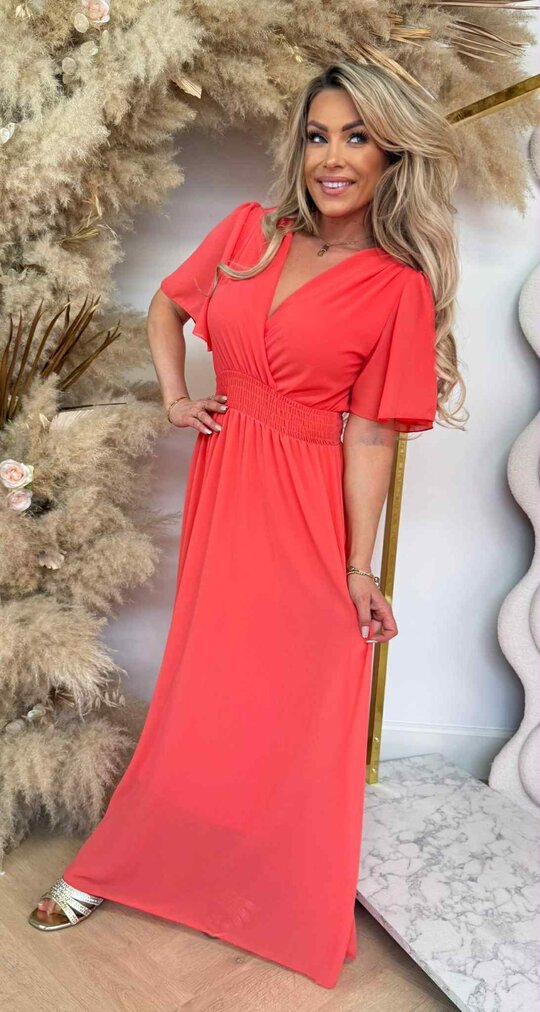 FLUO NEON MAXI DRESS CORAL