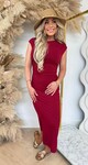 SMALL RIB STRETCHY DRESS BURGUNDY
