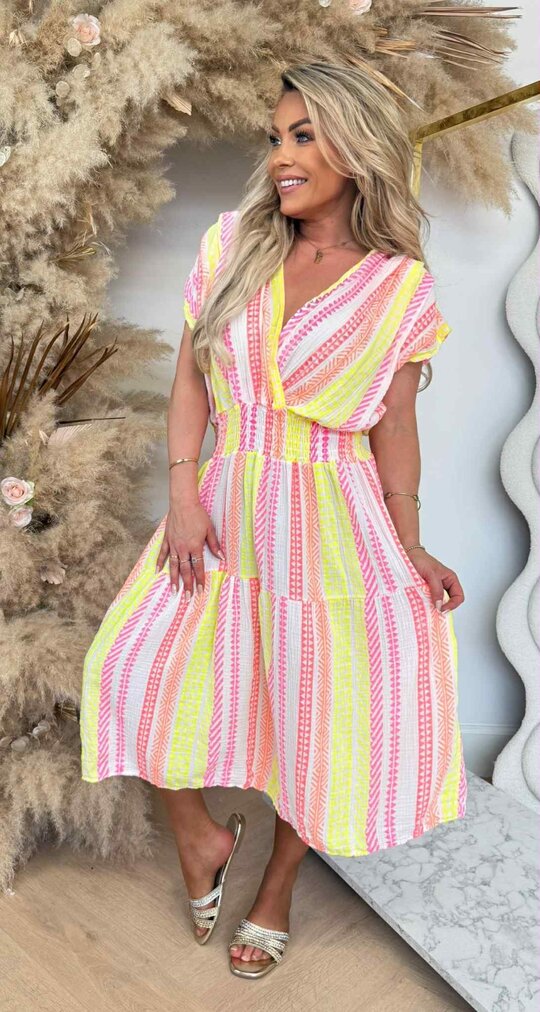 FASHION COTTON MAAIKE DRESS WHITE/COLOR