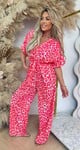MASHA LEOPARD PRINT JUMPSUIT PINK