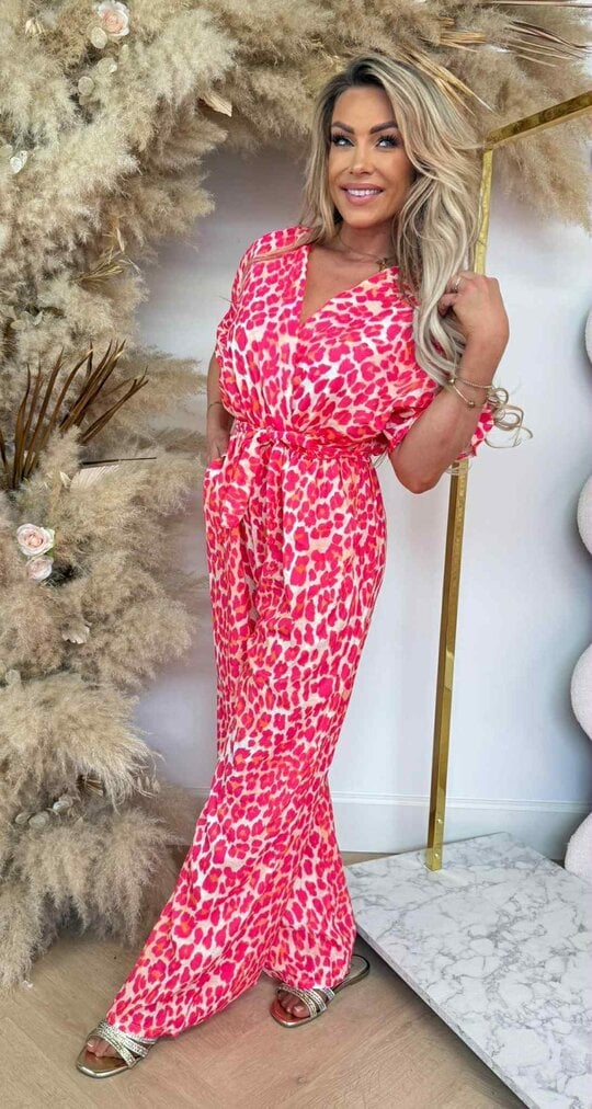 MASHA LEOPARD PRINT JUMPSUIT PINK