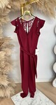 JILL CUP LACY RUFFLE JUMPSUIT BURGUNDY