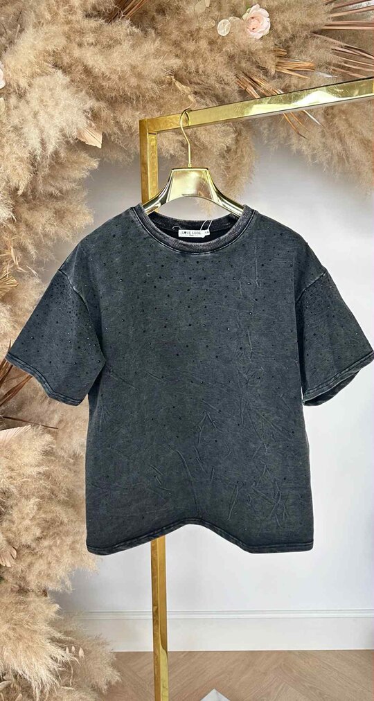 GLITTER DENIM WASH SHIRT BLACK