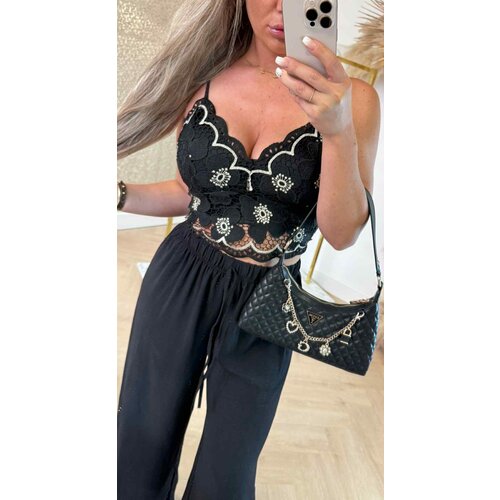 FLOWER LACE CROP TOP 2510 BLACK FLOWER LACE CROP TOP 2510 BLACK