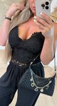 VIOLET BOW LACE TOP 2509 BLACK