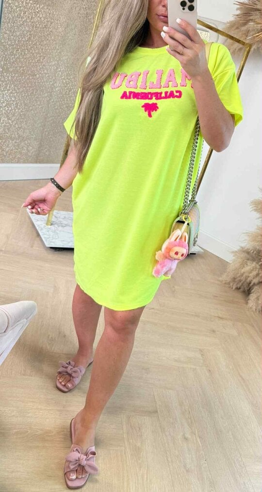 MALIBU CALIFORNIA DRESS NEONYELLOW