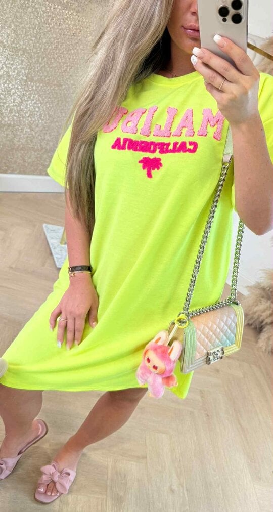 MALIBU CALIFORNIA DRESS NEONYELLOW