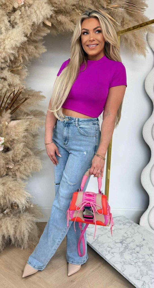 MILLY TOUWTJE CROPPED TOP AUBERGINE