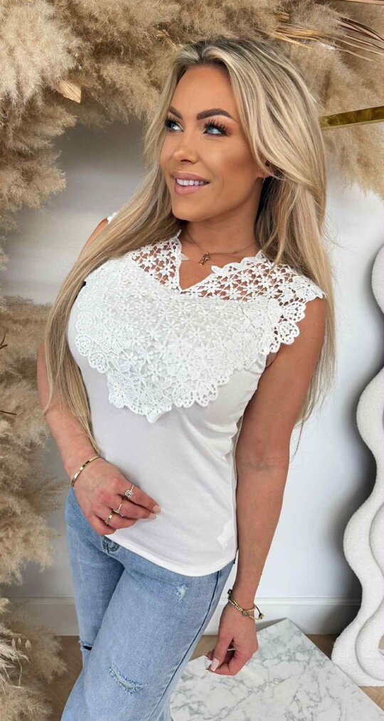LACE V TOP 3007 OFFWHITE