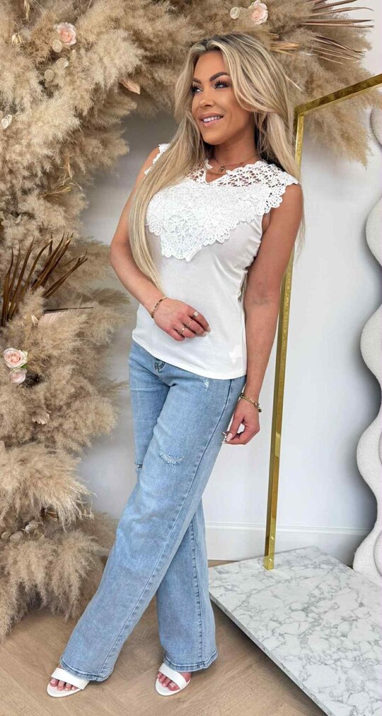 LACE V TOP 3007 OFFWHITE