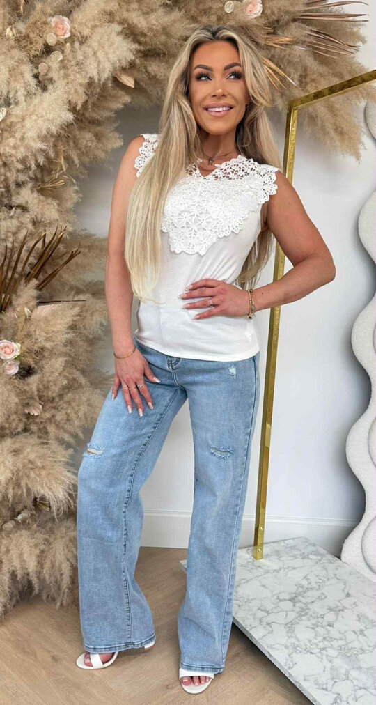 LACE V TOP 3007 OFFWHITE