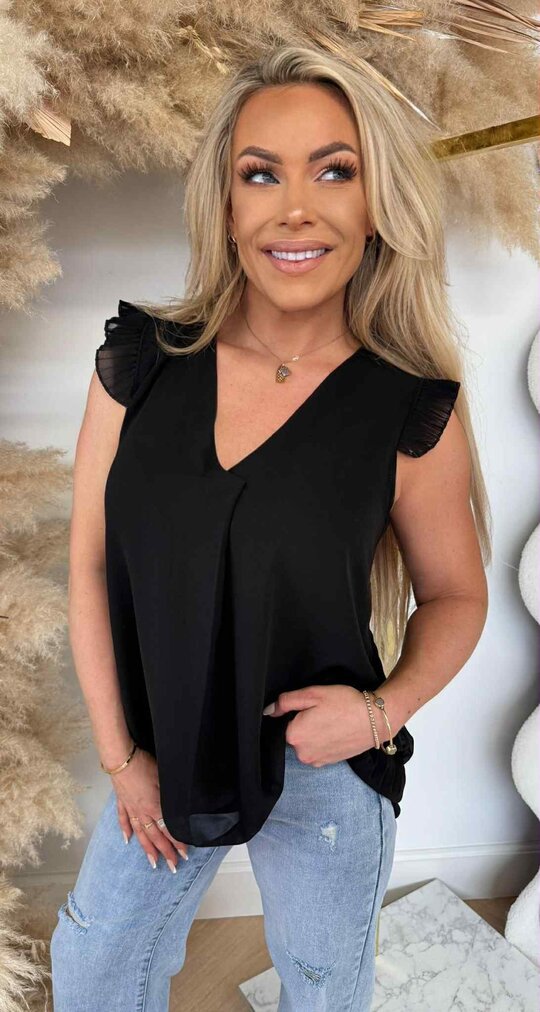 NEW RUFFLE NEON TOP BLACK