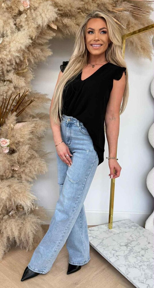 NEW RUFFLE NEON TOP BLACK