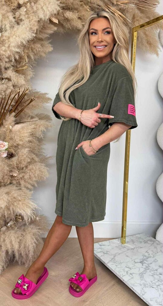 PERFECT BADSTOF SHIRT LONG OLIVE/PINK