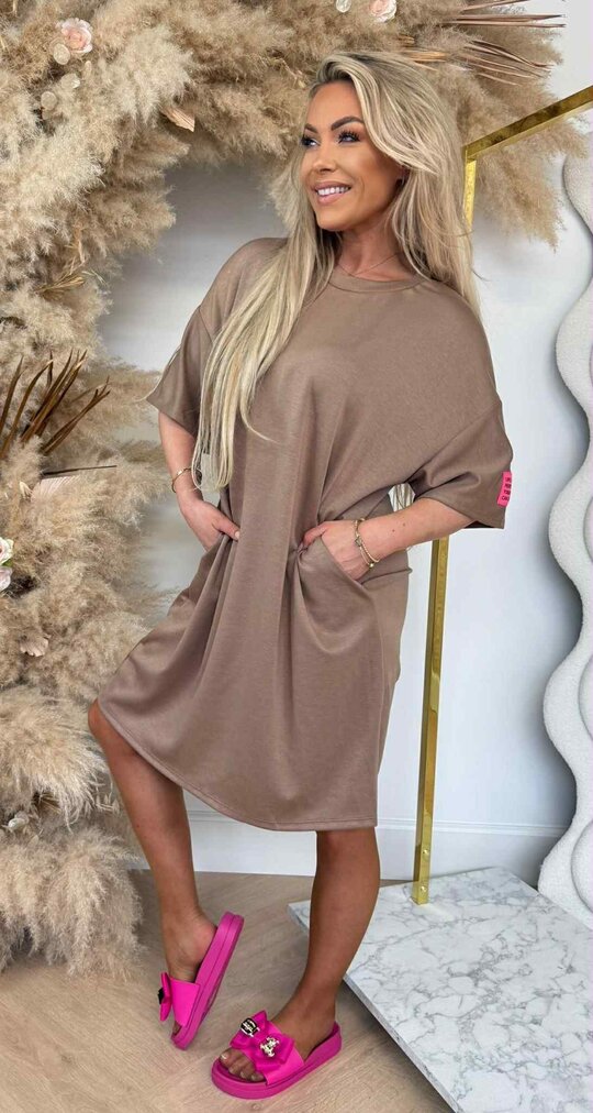 PERFECT OUTFIT DRESS TAUPE/PINK