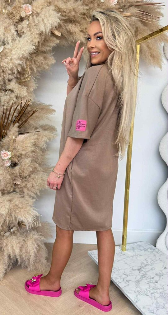 PERFECT OUTFIT DRESS TAUPE/PINK